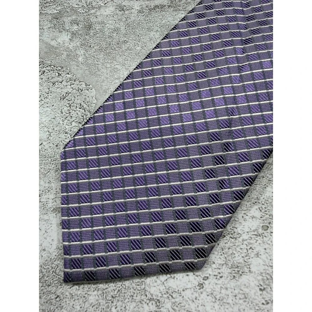 Jos. A. Bank 100% Silk Tie‎ Mens One Size Purple Geometric Jacquard Necktie New